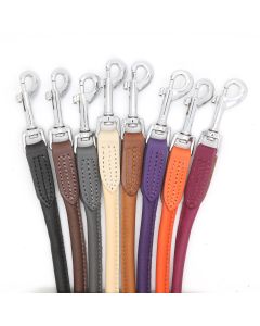 Round leather leash with snap hook